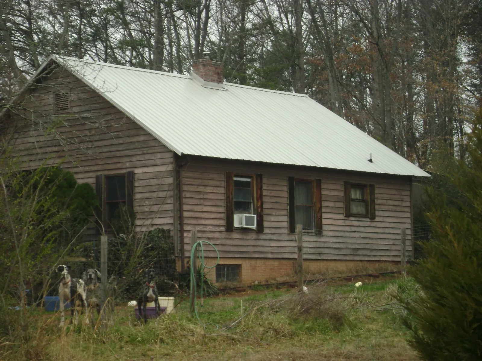 White metal roof on an old wood sided farmhouse, from a Asphalt Shingle Roof Repair job in Severn